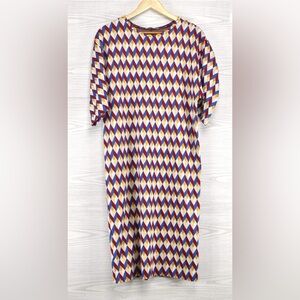 Zara knit 70's Style Dress print knee length geometric small